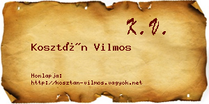 Kosztán Vilmos névjegykártya
